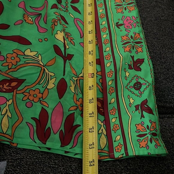 Tory Burch Belted Printed Silk Blend Scarf Long Dress size SX Green. Maxi. NEW - Picture 8 of 15